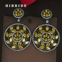 hibride charm brand aaa cubic zircon women bride drop earrings jewelry fashion pendientes mujer moda brinco e 727