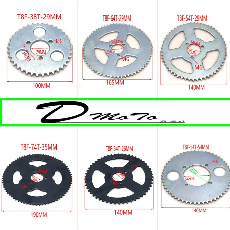 38 44 54 64 74 Tooth 38T 44T 54T 64T 74T T8F 35MM Rear Sprocket Mini Moto ATV Quad Dirt Pit Pocket Bike Cross 47cc 49cc Parts