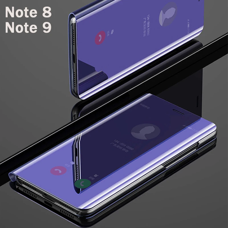 Флип чехол для смартфона с зеркальным покрытием Samsung galaxy Note 9 Note9 Note8 8 жесткие