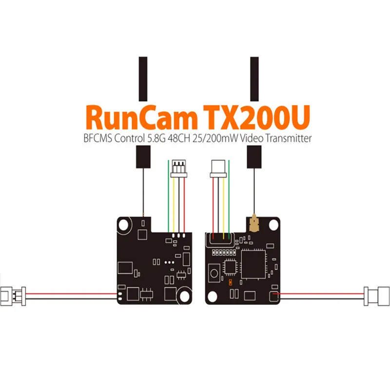 Оригинальный RunCam Новая камера TX200U Микро Мини видеопередатчик 5 8G 48CH 25mw / 200mw для Micro