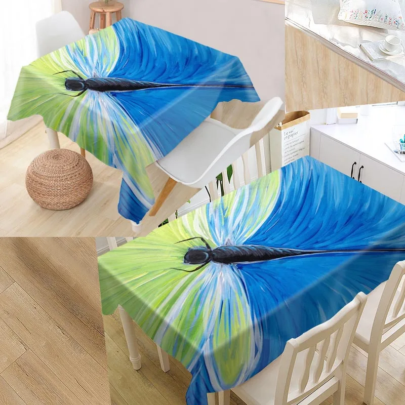 

Best Dragonfly Table Cloth Rectangular Oxford Print Waterproof Oilproof Square Table Cover Party Tablecloth