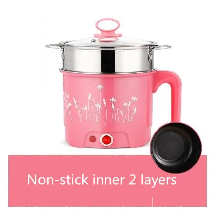 2 layers pink 220В 220/1,5 л бытовая электрическая мини-машина для приготовления горячих кастрюль, электрическая автоматическая кухонная машина для приготовления горячих кастрюль с вилкой EU/AU/UK/US - Цвет: 2 layers pink