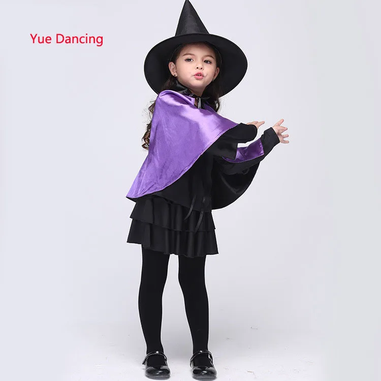 2016 г. Фиолетовая детская нарядная одежда Детский маскарадный костюм ведьмы для