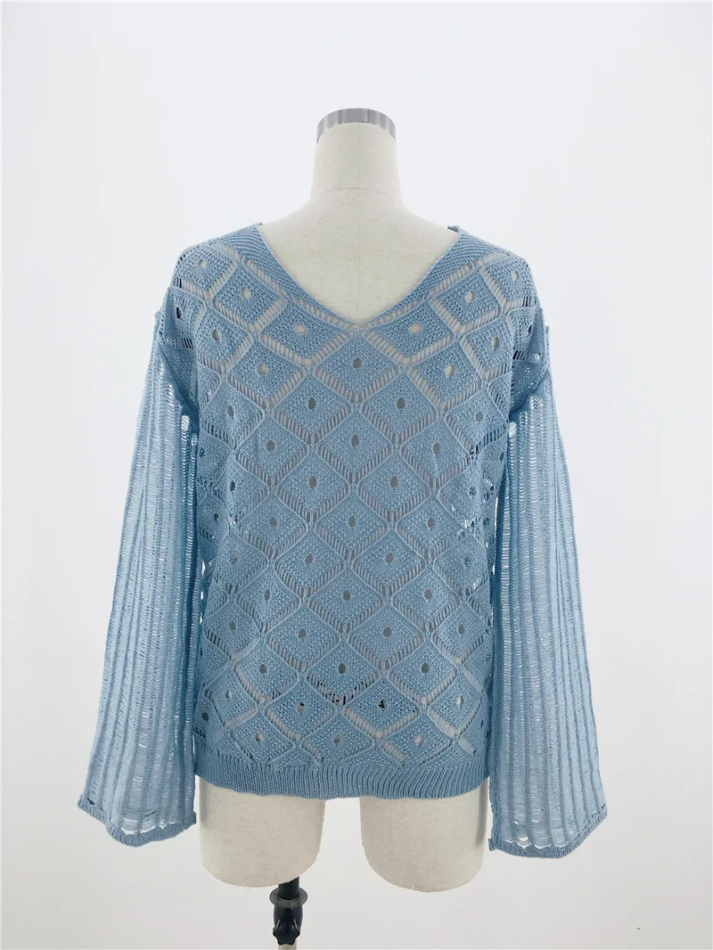 Женский вязаный свитер в стиле бохо Fitshinling тонкий пуловер с вырезами V-образным