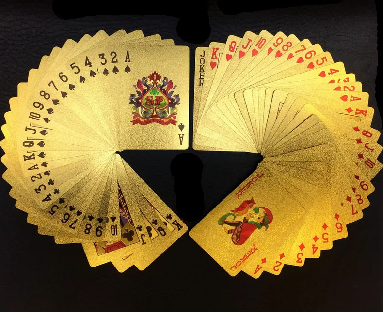 

Золотой колода игральных карт Золотая фольга покер набор Волшебная карта 24K золото пластиковая фольга покер прочные водостойкие карты маги...