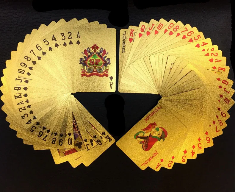 Golden Playing Cards Deck gold foil poker set Magic card 24K Gold Plastic Durable Waterproof magic | Игрушки и хобби