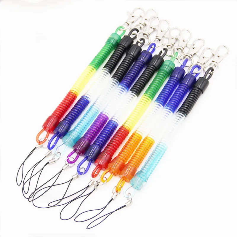 

Black Spring Keychain Lobster Clasp Hook Stretchy Coil Keyring Strap Rope Cord Swivel Clips Key Hooks Black Wholesales
