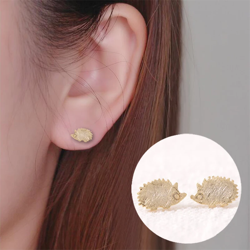 Oly2u 2017 New Fashion Tiny gold color Hedgehog Stud Earrings Animal Earring for Women Elegant Party Gifts ED012|animal earrings women|animal