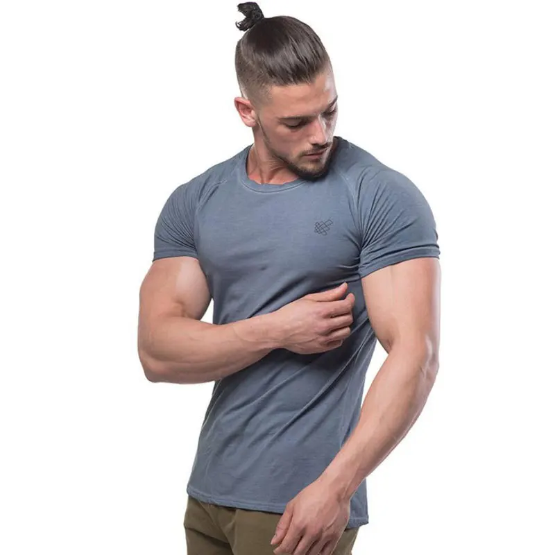 GYMNORTH высокое качество Новая летняя мужская футболка с коротким рукавом хлопковая футболка для фитнеса облегающая повседневная мужская футболка Топ TX02