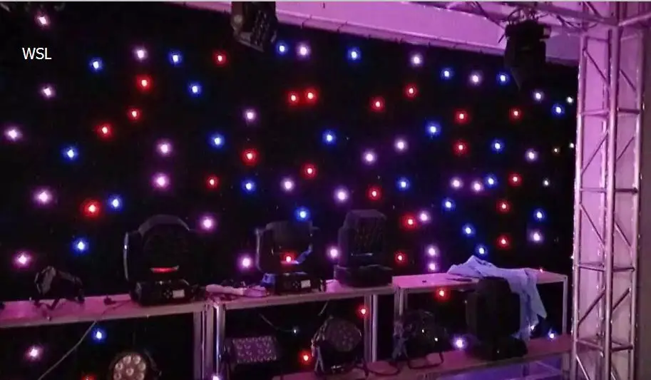 Free Shipping 2*3m RGBW cheap Black Background Cloth Light LED Star Curtain for wedding | Лампы и освещение