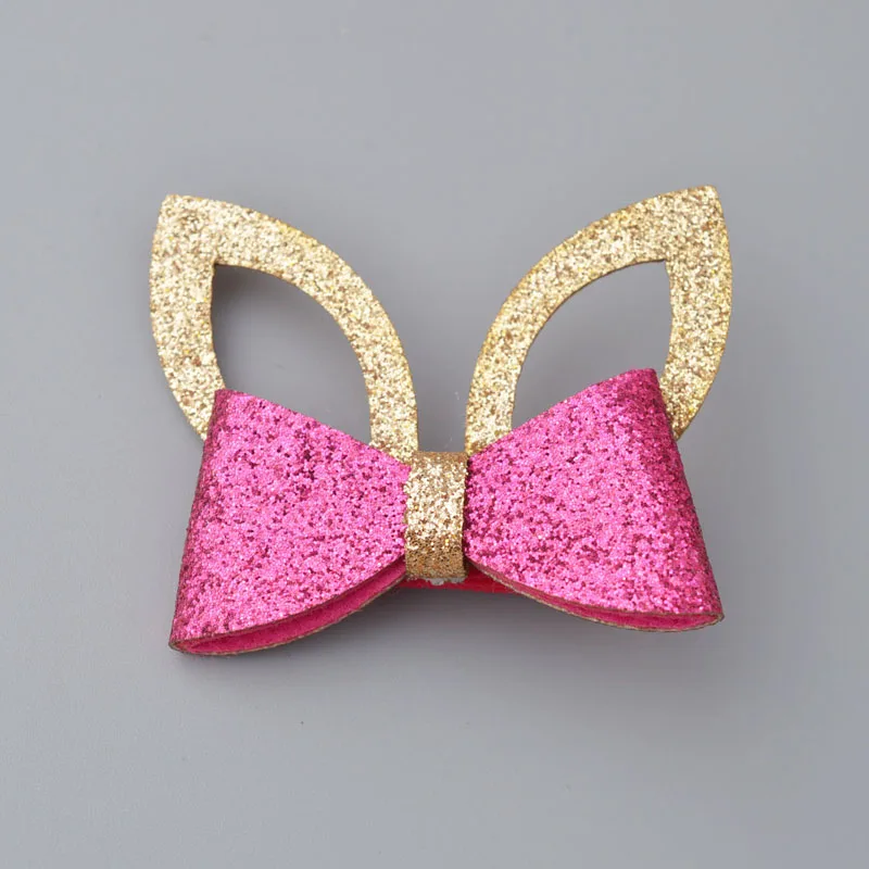1 шт. Искрящаяся заколка-бабочка, Детские аксессуары для волос заколка для волос, заколка для волос, клетчатый головной убор со звездами - Цвет: Fuschia