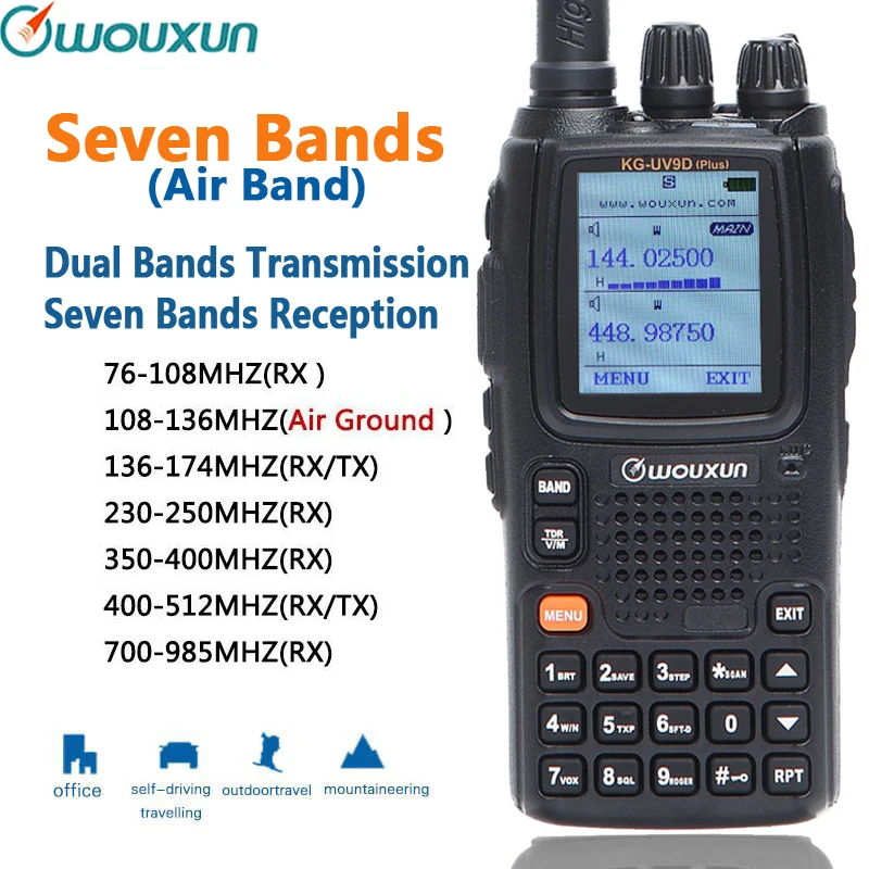 Wouxun KG-UV9D Plus обновленная Многополосная многофункциональная DTMF двухсторонняя Raidos, 7 диапазонов в комплекте Air Band 136-174 МГц/400-512 МГц