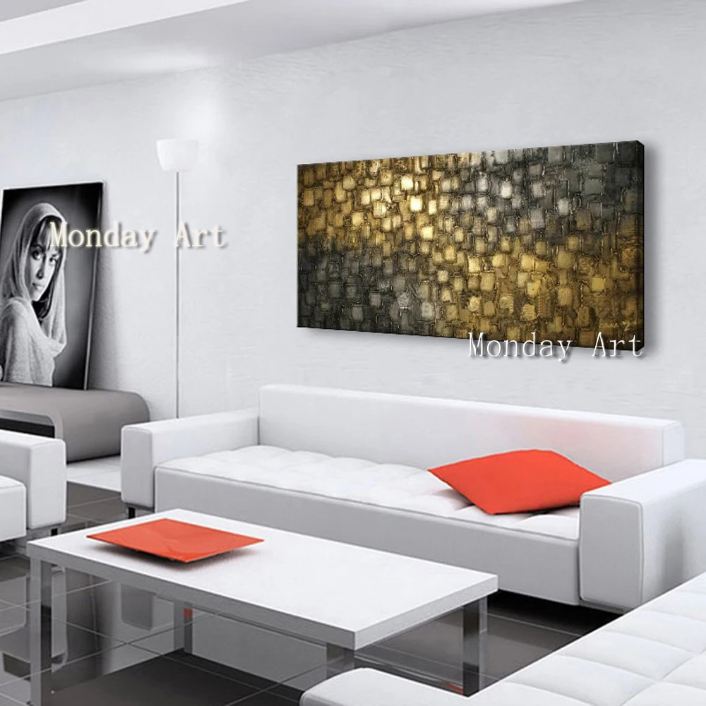 

Aritist 100% Hand painted Modern Gold Abstract Oil Painting Canvas picture for Living Room home Decor Abstract Wall Paintings