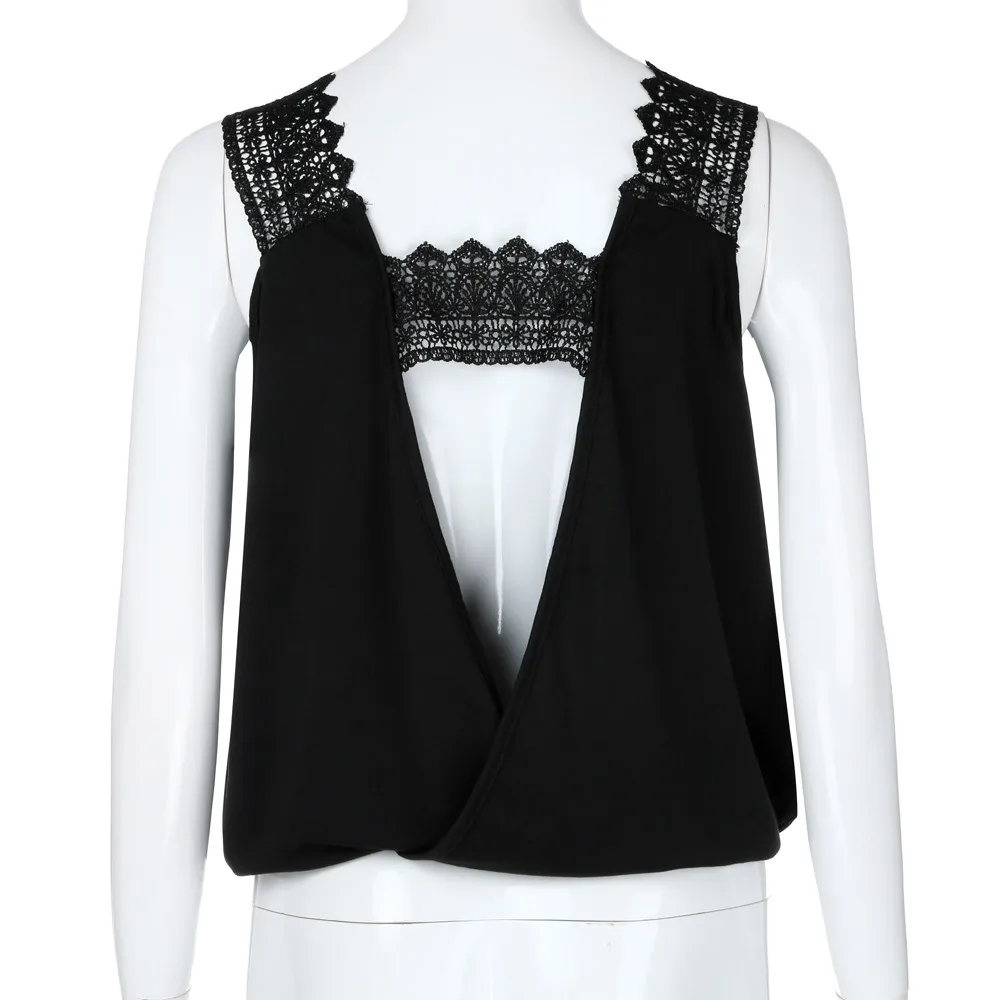 Женская кружевная блузка без рукавов размера плюс с v образным вырезом и открытой