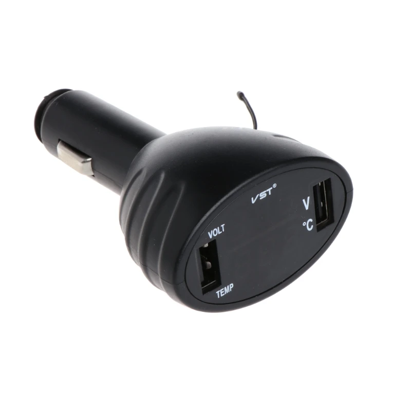 Автомобильный цифровой светодиодный термометр Вольтметр Авто USB зарядное устройство батарея Монитор датчик температуры L15