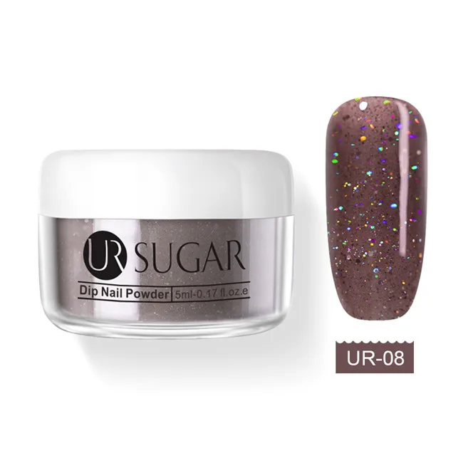 08 Ur Sugar 5 мл голографическая погружающаяся пудра для ногтей Блестящий Блеск пыль розовый погружающийся порошки для ногтей натуральный сухой без лампы лечения украшения - Цвет: 08