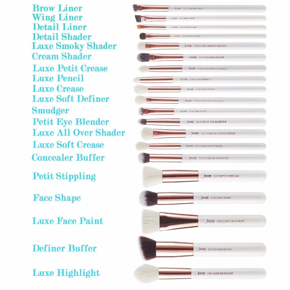Jessup 20 шт. кисти для макияжа белый/розовое золото brochas maquillaje pinceaux maquillage основа для макияжа хайлайтер кисть для смешивания T225