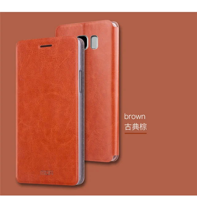 Brown Mofi чехол со стальной пластиной внутри для samsung Galaxy S8 S8 Plus, чехол, высокое качество, кожаный чехол-подставка, чехол для телефона - Цвет: Brown