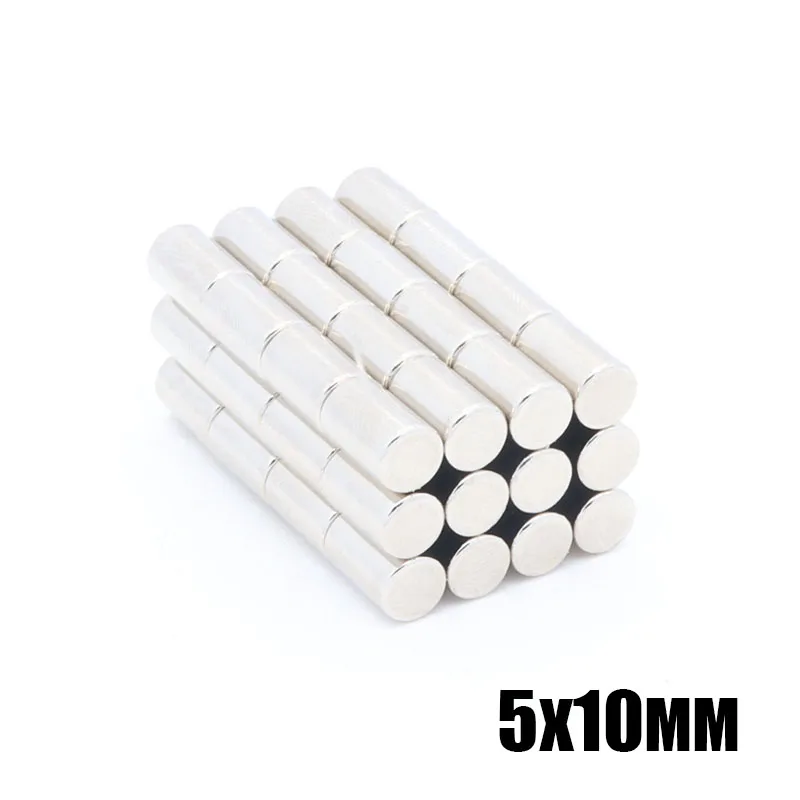 

100pcs 5x10 mm Cylinder Neodymium Magnet 5mm x 10mm NdFeB Rare Earth Strong Bar N35 Magnets Imanes Magnetic Super Powerful