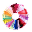 Подарочные пакеты из органзы, свадебные мешочки для упаковки ювелирных изделий, 50 шт., 7 Х9 см9 х1, 2 см10 х1, 5 см13 х18 см