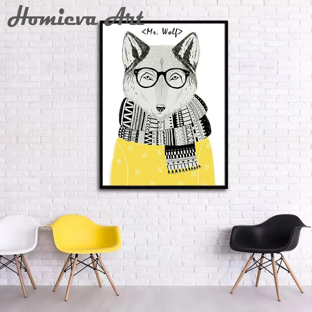 Скандинавское искусство волк холст постер картина мультфильм изображение