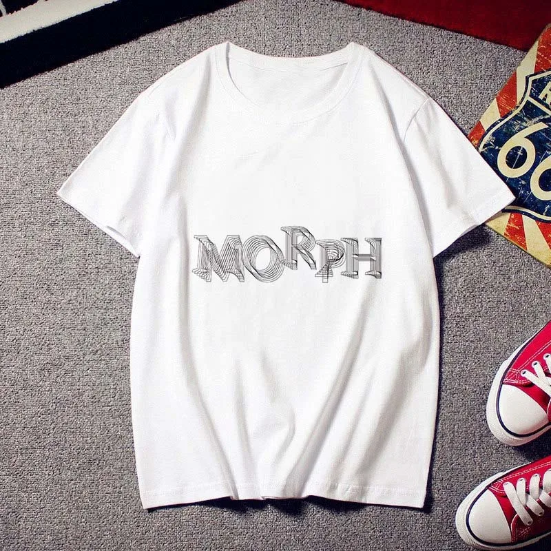 Женская футболка с абстрактным художественным принтом белая тонкая коротким