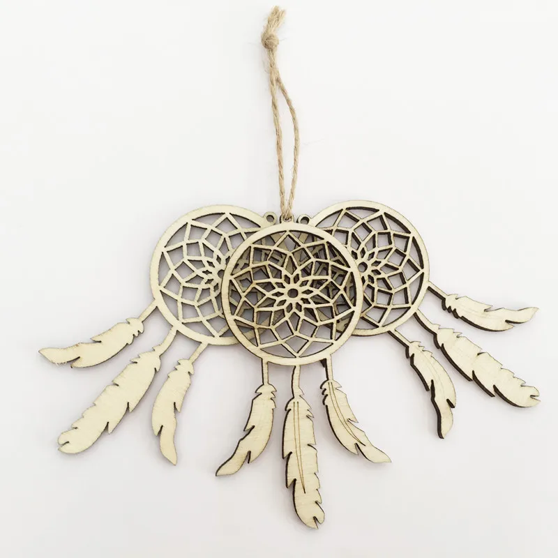 10Pcs Wooden dream catcher feather shape decorative wooden diy small pendant | Дом и сад