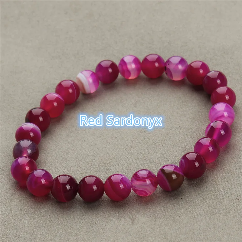 Red Sardonyx Модные браслеты из натурального камня для женщин мужчин тигровые глаза Роза кварц аметист Агат бисера Йога браслеты Pulseira Masculina - Цвет камня: Red Sardonyx