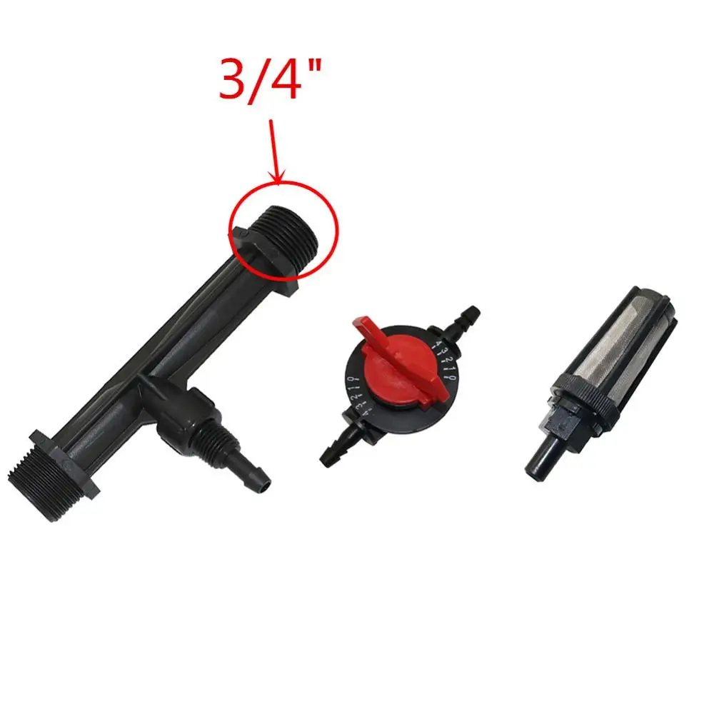 3I4 inch 1/2, 3/4 дюйма нить распылитель удобрений трубка Вентури, 4-скоростной фланец потока регулируемого клапана, фильтр для воды сельскохозяйственной ирригации Фитинги 1 комплект - Цвет: 3I4 inch