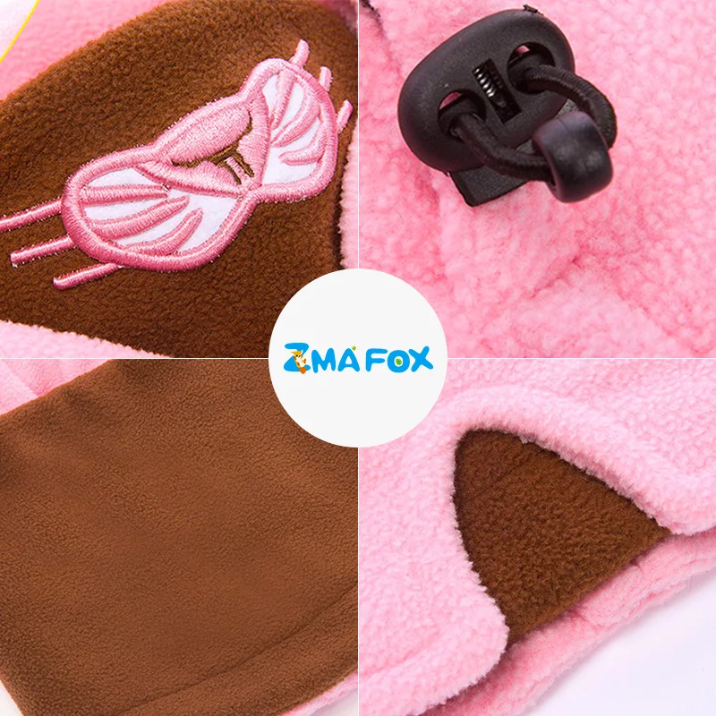 ZMAFOX Children Kids Winter Windproof Hats Coral Velvet Baby Boy Girls Hooded Caps Toddler Balaclava Beanie 2-12 Years Old | Детская