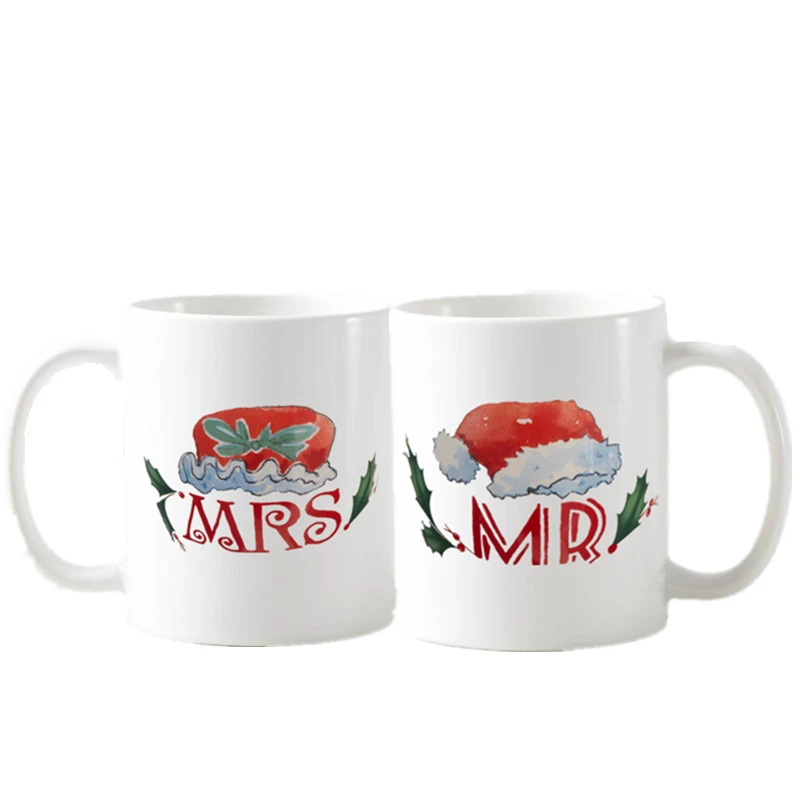 НОВАЯ РОЖДЕСТВЕНСКАЯ шляпа Набор кружек Mr Mrs забавная Рождественская чашка