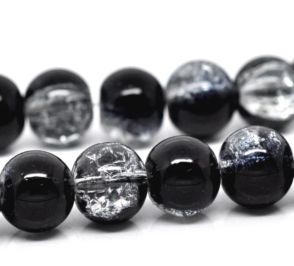 DoreenBeads 160 шт. черные и прозрачные стеклянные бусины с трещинами 10 мм (B12245) yiwu |