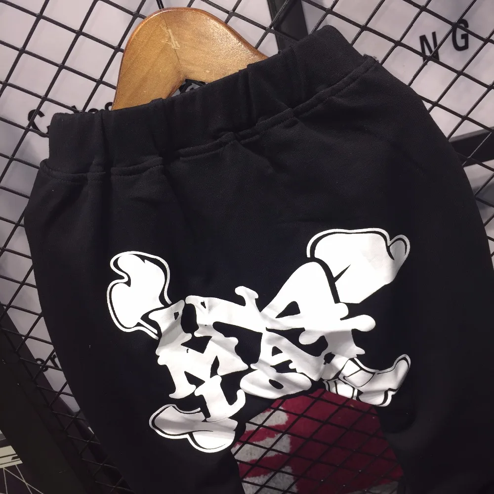 Новинка 2018 года весенне осенний милый рисунок с буквенным принтом детские штаны черные длинные шаровары для