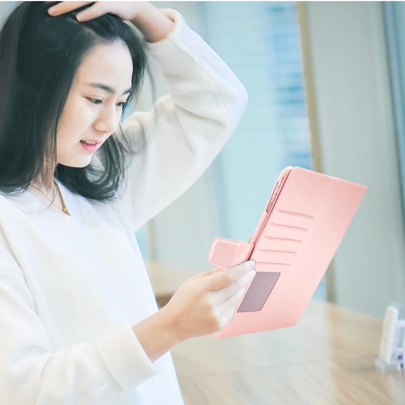 

10pcs Hanman Case for Apple iPad Pro 11 2018 Business Sheepskin Leather Holder stand with Wallet Card Slot Case Cover