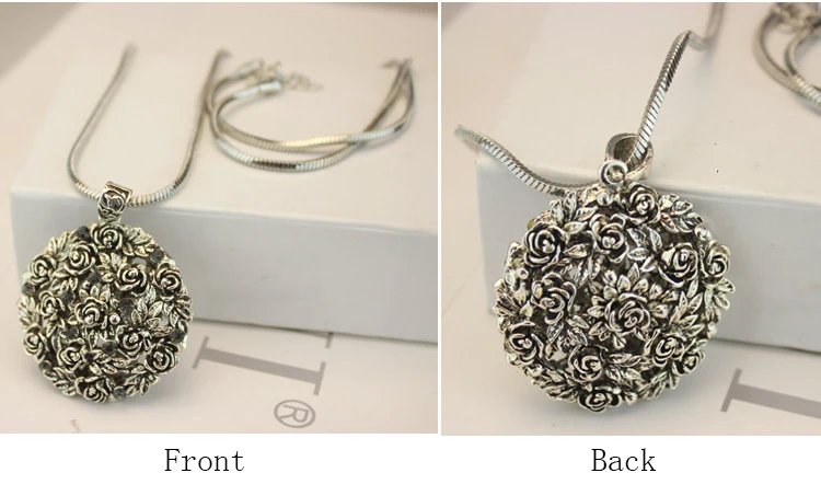Grey Color Ajojewel женские черные розы Подвески в виде цветов винтажные антикварные ювелирные изделия длинное ожерелье свитер цепь - Окраска металла: Grey Color