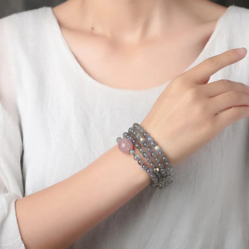 Оптовая продажа браслеты из натурального камня серого лунного света 6 мм бусины