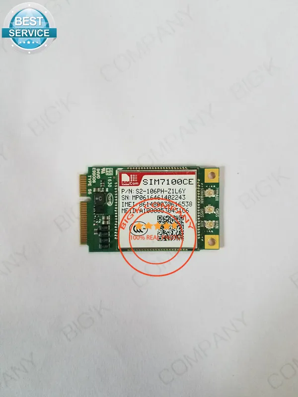 

JINYUSHI для SIM7100CE/SIM7100C Mini Pcie 4G 100% Новинка и оригинальная стандартная фотография/Φ/WCDMA Встроенный четырехдиапазонный модуль в наличии