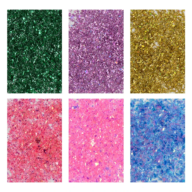 Встретить через голографическое искусство ногтей блёстки нерегулярные хлопья