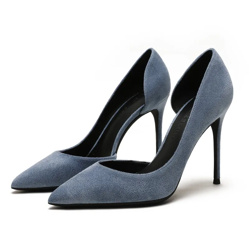 

Women's Side Space Sexy Pointed Toe Solid Colors Shoes 10cm High Heel Slip On Stiletto Pumps Large Size Basic Shoes E0072