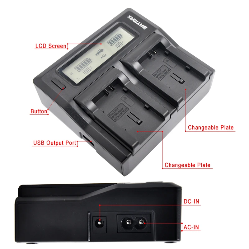 Комплект с аккумулятором и ЖК дисплеем для Canon FS300 FS100 XA10 VIXIA HG20 HG21 BP808 BP 808 BP809 BP819