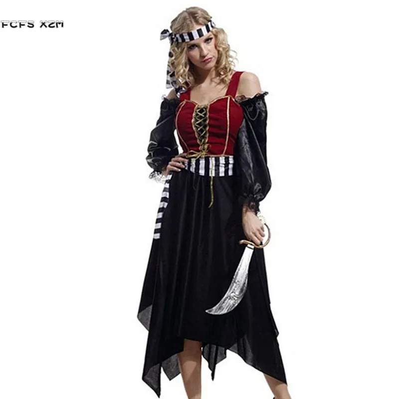 

Women Halloween Pirate Costumes Female Warrior Cosplay Carnival Purim Parade Masquerade Masked Ball Nightclub Bar Party Dress