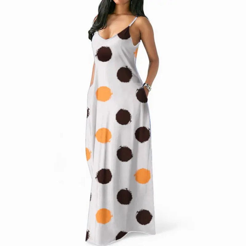 Hieigin женское длинное платье в стиле бохо летнее праздничное горошек с цветочным