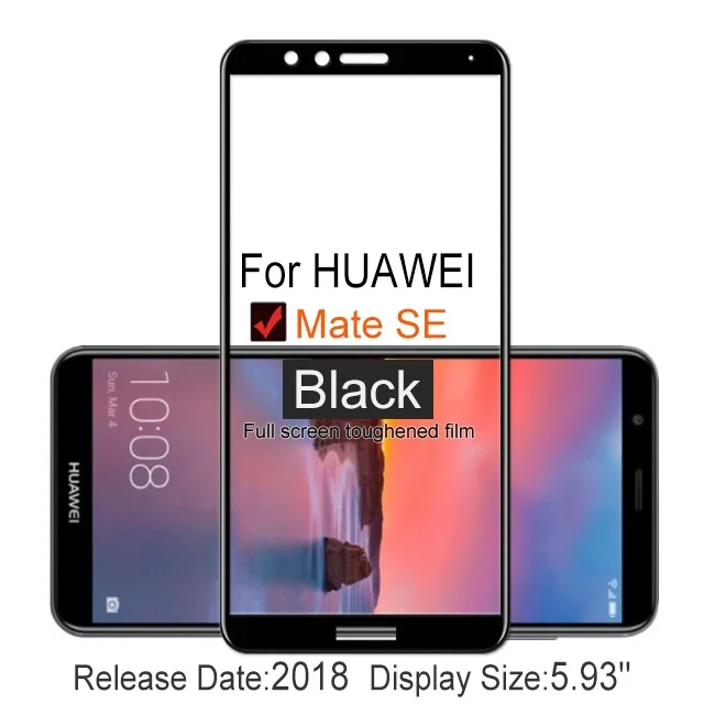2 шт.,, полное покрытие, закаленное стекло для huawei Honor 7X9 H, Защитное стекло для экрана MATE SE BND AL10 L21 L22 L24, пленка - Цвет: MATE SE Black