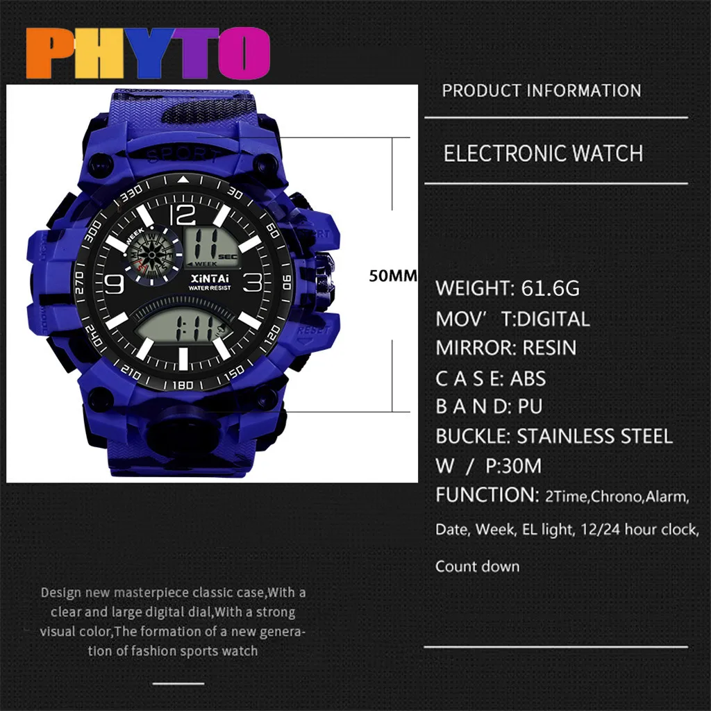 Saatleri Мода High-End Multi-function 30 M Электронные Водонепроницаемые часы элегантный аналоговый роскошный спортивный высокое качество@ 5