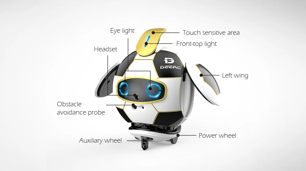 DEERC Smart Soccer Robot Toy Intelligent Touch Deformation With Sound Action Obstacle Avoidance Smart Induction Robots For Kids