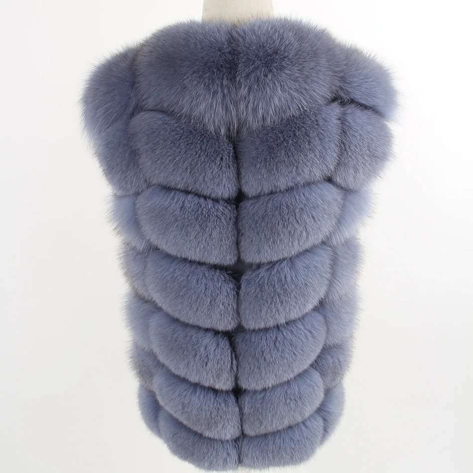 Maomaokong Winter Women's Fur Grey Natural Fox Fur Vest Fashion Real fur Vest Jackets Female Waistcoat Short Sleeveless