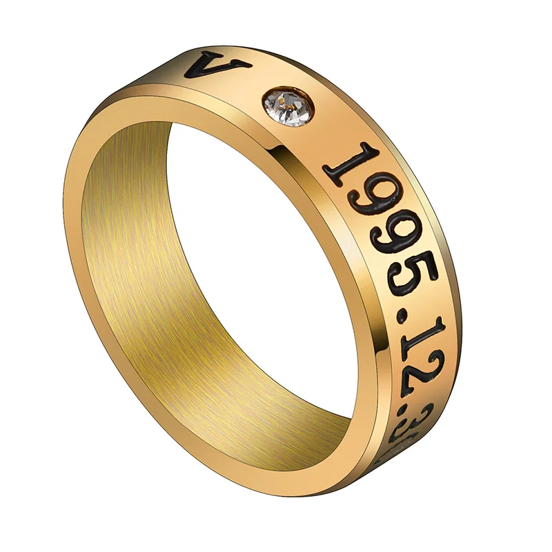 gold V Auxauxme Titanium Steel Rap Monster Zircon Rings Gold Wedding Promise Ring For Women Men Engagement Jewelry Gift - Цвет основного камня: gold V