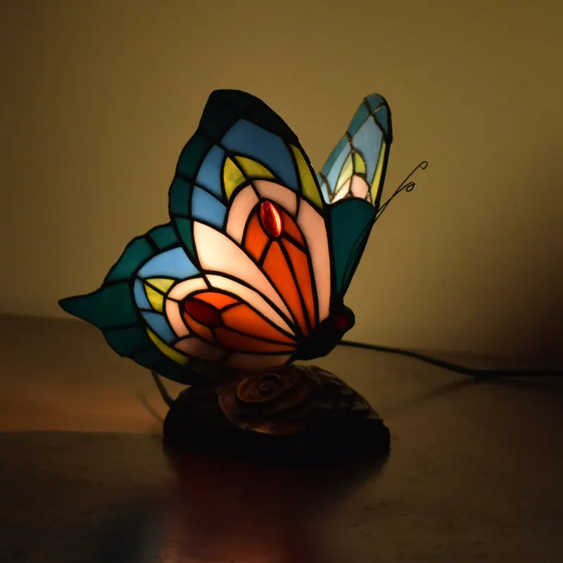 Tiffany Style Night Light Small Mini Stained Glass Dale Lamps Butterfly Desk Table Lamp Antique Unique On Sale | Освещение