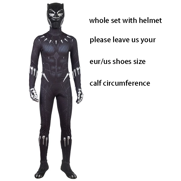 whole set with mask Фильм Черная пантера косплей костюм мужчины Хэллоуин костюм Черная пантера Костюм мужчины комбинезон с маской на заказ - Цвет: whole set with mask