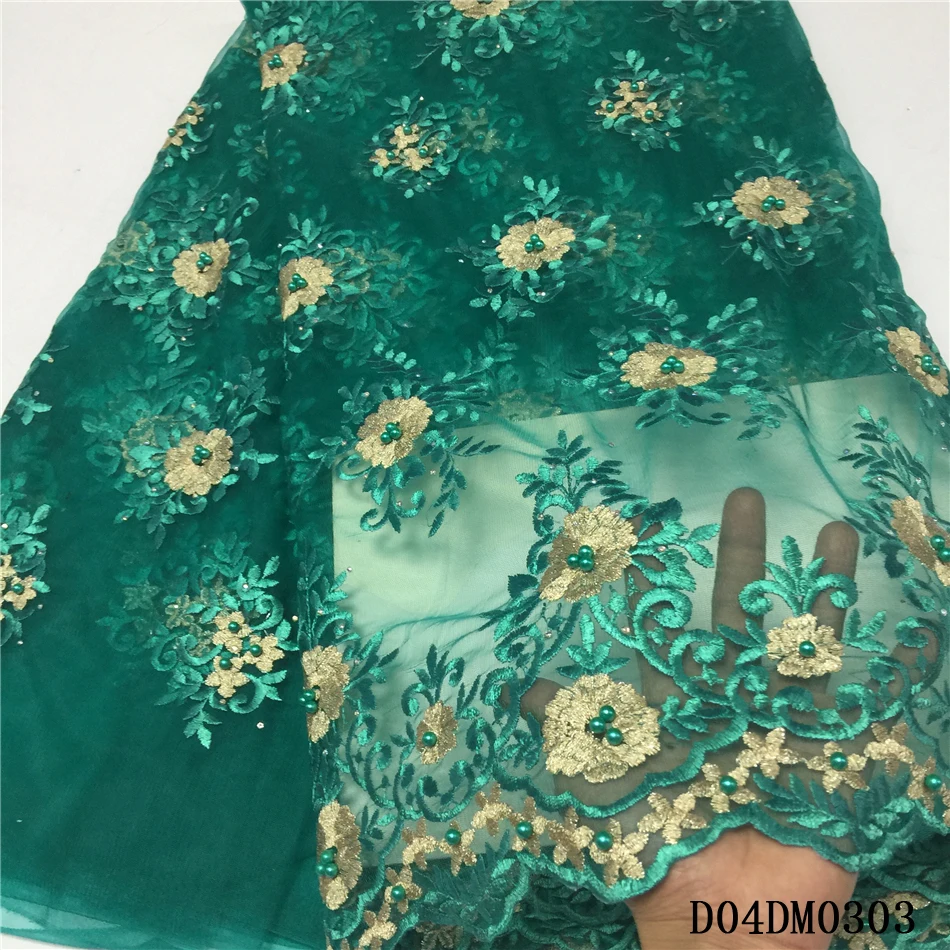 Black French Lace Fabric High Quality African Tulle With stones and beads Nigerian Fabrics for dress | Дом и сад